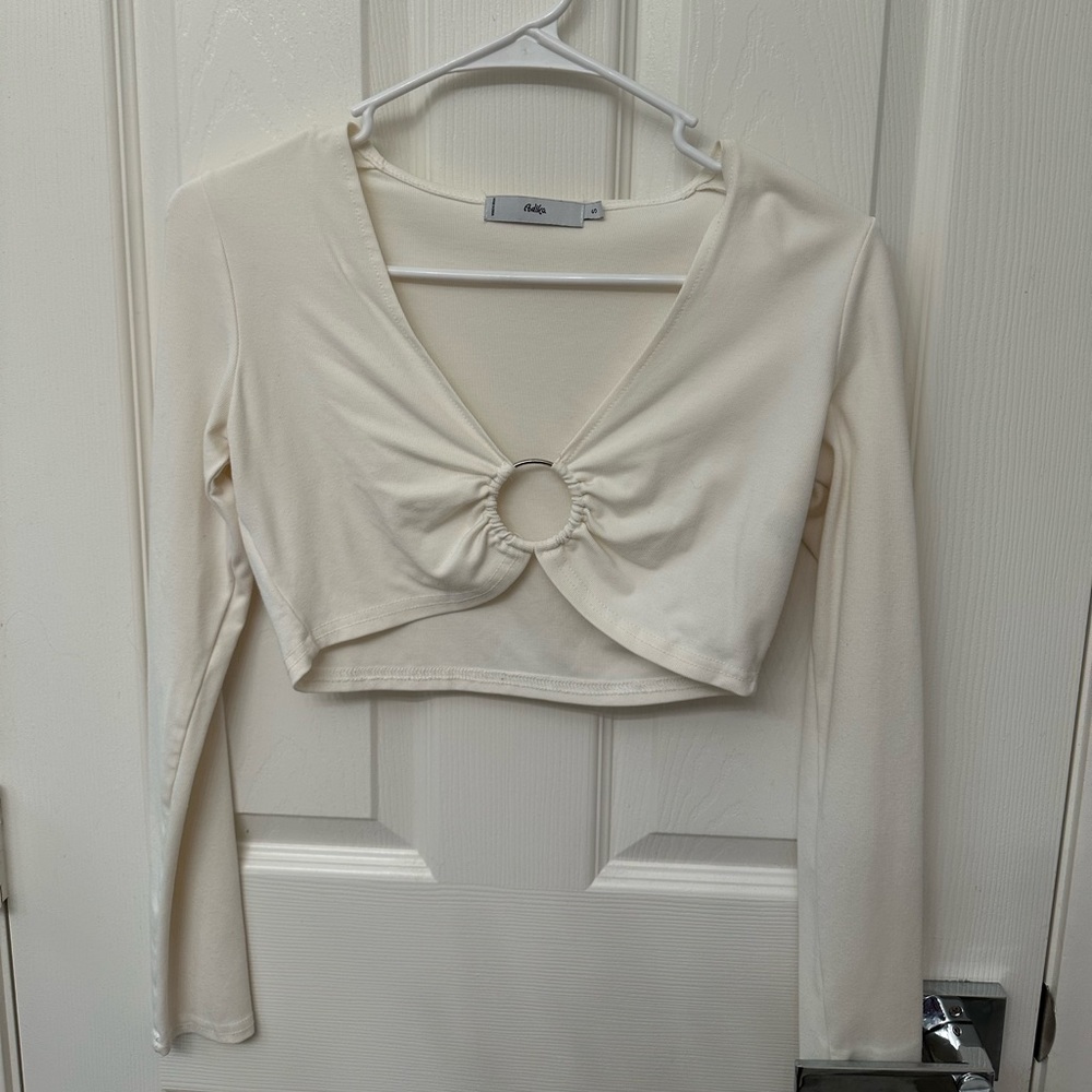 Adika white long sleeve crop top